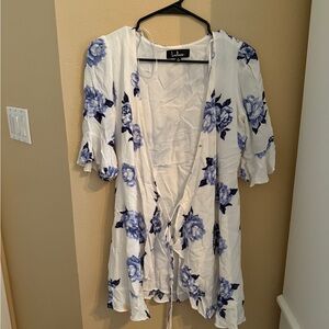 Lulus White Floral Wrap Dress